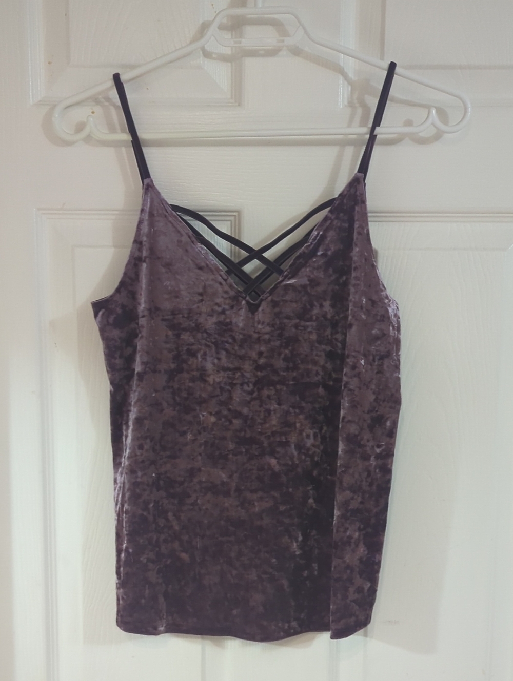American Eagle Outfitters Mauve Purple Velvet Crisscross Strappy Cami